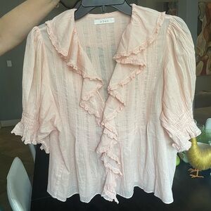 Doen Henri Top Women's Pink Ruffled blouse.